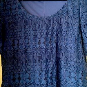 NWT Tiana B. Navy Lacey Dress Size Large